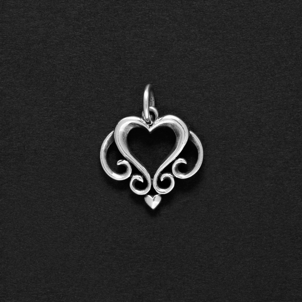 Retired James Avery Ornate Open Heart Charm
